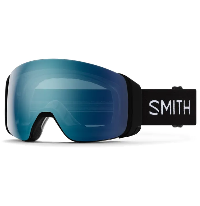 Smith Snow Goggles 4D Mag Black Frame ChromaPop Blue Mirror Lens