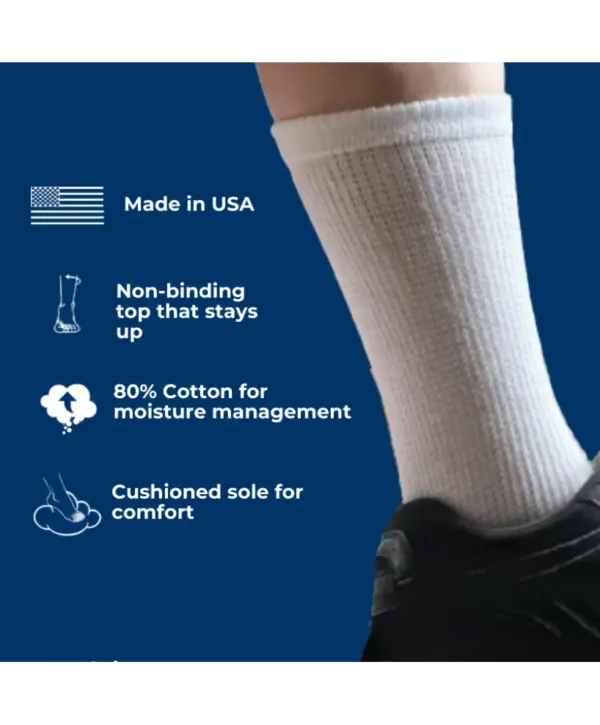 Men's Diabetic Socks Cotton Non-Binding Crew - 6 Pair Pack - Image 2