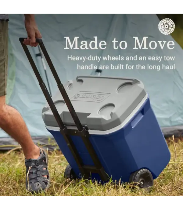 Coleman Heavy Duty Rolling Ice Chest w/Wheels & Handle