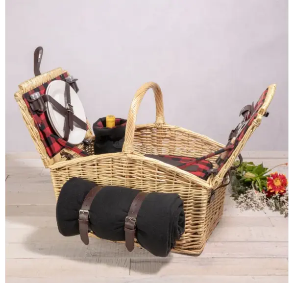 Portable Wicker Picnic Basket Set - Picnic Time - Image 2