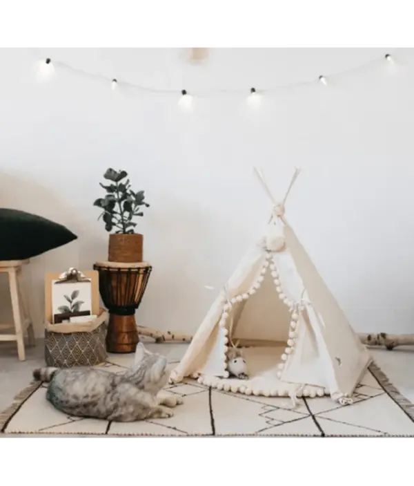 Pet Teepee for Dogs and Cats - Cozy Indoor Pet Tent by Dog Hugs Cat