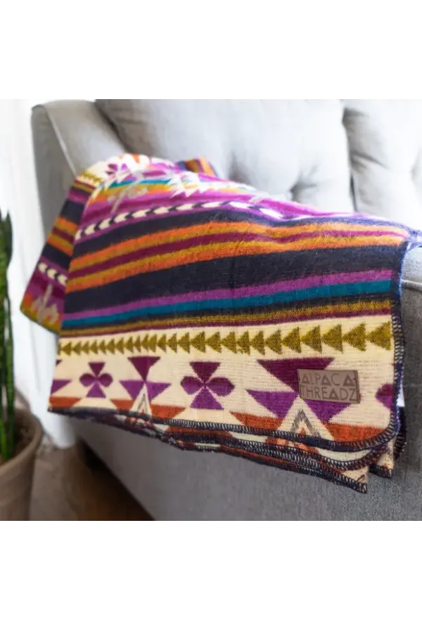 Alpaca Wool Blanket in Amethyst - Soft Andean Throw by Alpaca Threadz - Image 2