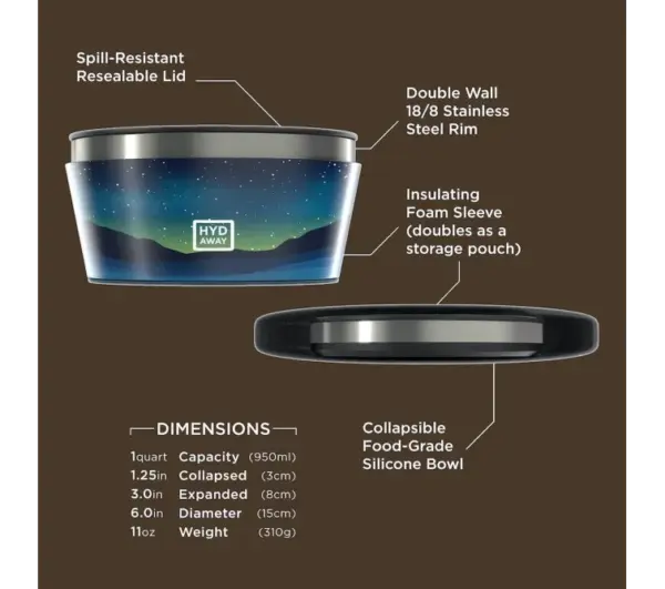 Collapsible Insulated Travel Bowl 1.5 Cup HYDAWAY - Image 2