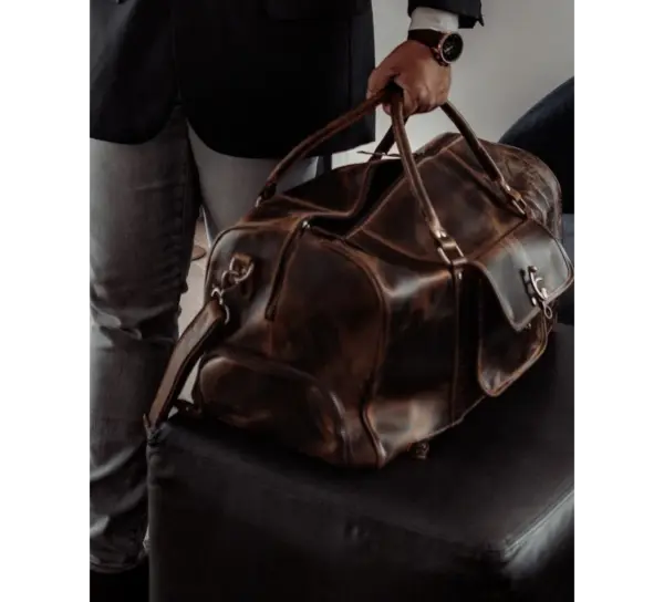 Buffalo Leather Duffle Bag - Vintage Gentlemen's Travel Carryall