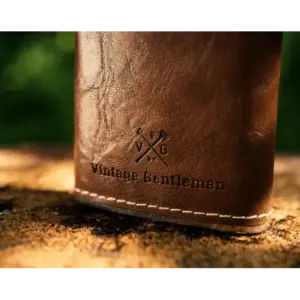 Vintage Gentlemen Stainless Steel Flask with Leather Wrap