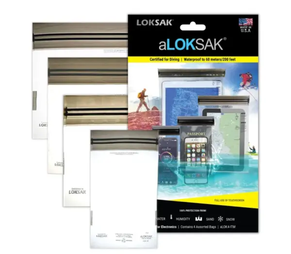 LOKSAK Waterproof Dry Bags (4-Pack) - Protect Electronics & Gear