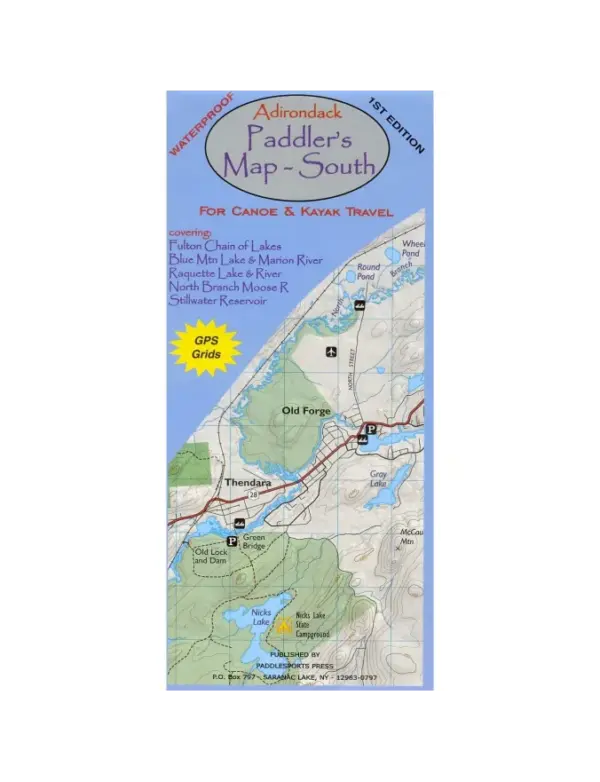 Adirondack Paddlers Map: South Region Waterway Guide