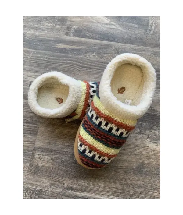 Acorn Women's Fairisle Hooded Back Plush Scuff Slippers - Image 2