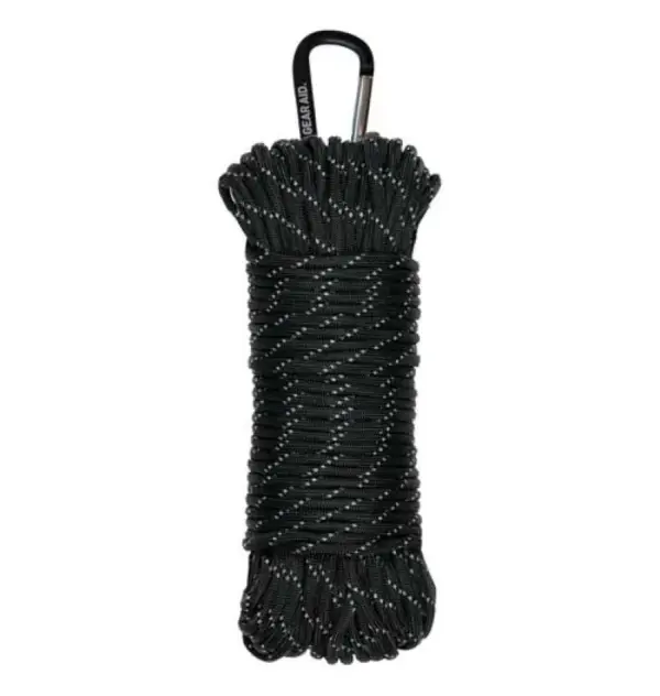 Gear Aid 550 Paracord 100ft Black Reflective Rope