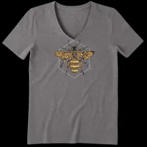 Life is Good Women's Primal Bee V-Neck Graphic Tee Short Sleeve