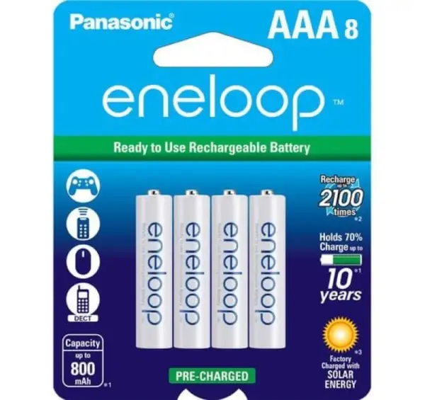 Eneloop AAA Rechargeable Batteries 8-Pack with Long Life