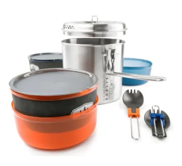 GSI Glacier Stainless Steel 2-Person Camping Cookset