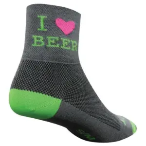 Cycling Socks Heart Beer Print - 3 Inch Cushioned Bike Socks
