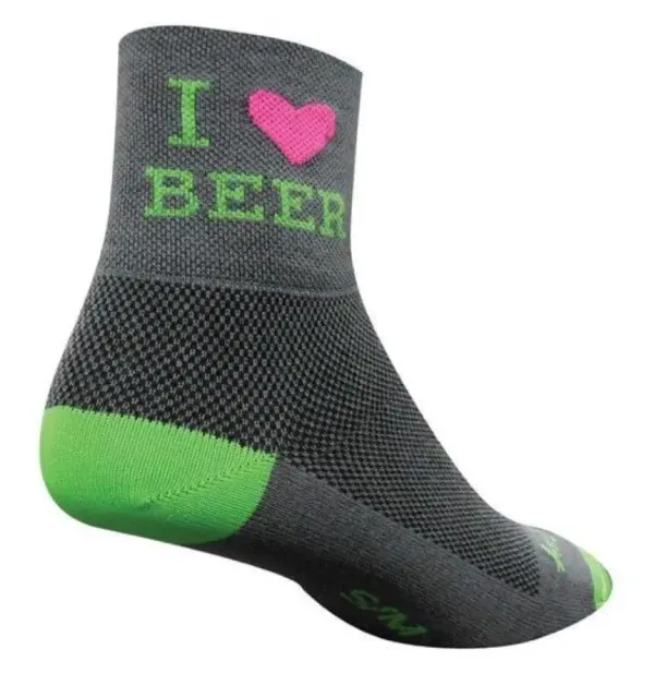 Cycling Socks Heart Beer Print - 3 Inch Cushioned Bike Socks