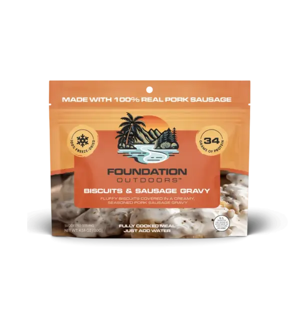 FOUNDATION Backpacking Biscuits & Gravy Meal - Ready in Minutes