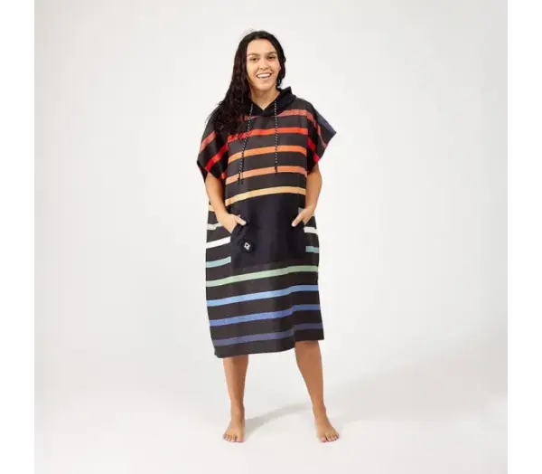 Nomadix Travel Changing Robe Poncho - Quick-Dry Towel, Pinstripe Multi-Color - Image 2