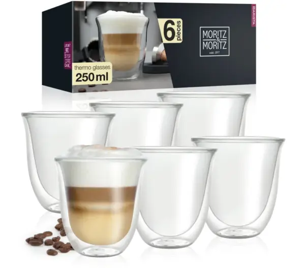 Moritz & Moritz Napoli Double Wall Coffee Glasses Set of 6 - Image 3