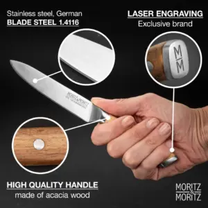 Moritz & Moritz 8-Inch Damascus Steel Chef Knife, 67 Layers