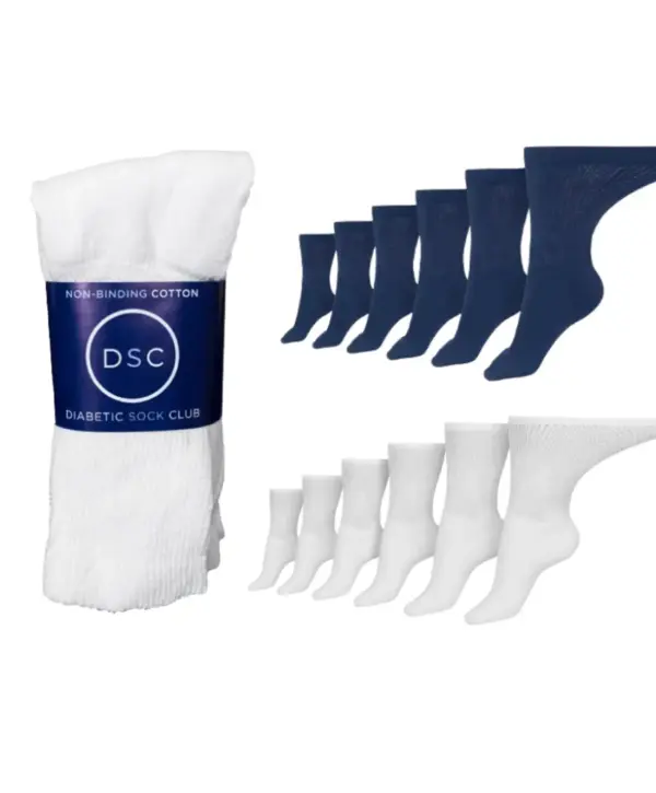 Men's Diabetic Socks Cotton Non-Binding Crew - 6 Pair Pack - Image 3