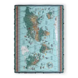 Nomadix Puffer Travel Blanket Warm World Map Design