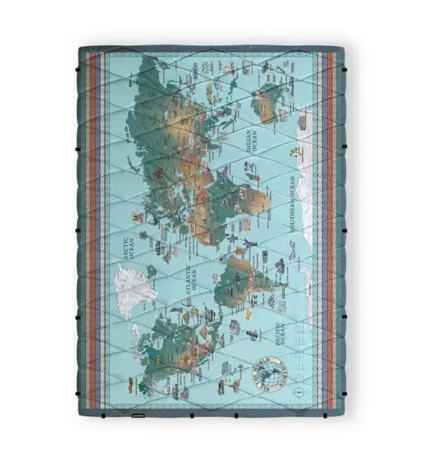 Nomadix Puffer Travel Blanket Warm World Map Design