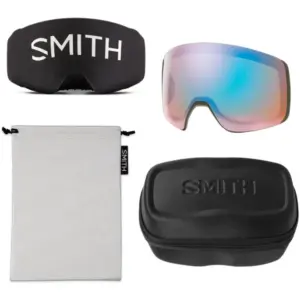 Smith 4D Mag Snow Goggles ChromaPop Mirror Lens Black Frame Storm Blue