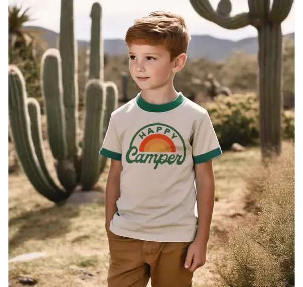 Vintage Happy Camper Youth Ringer Tee - Image 3