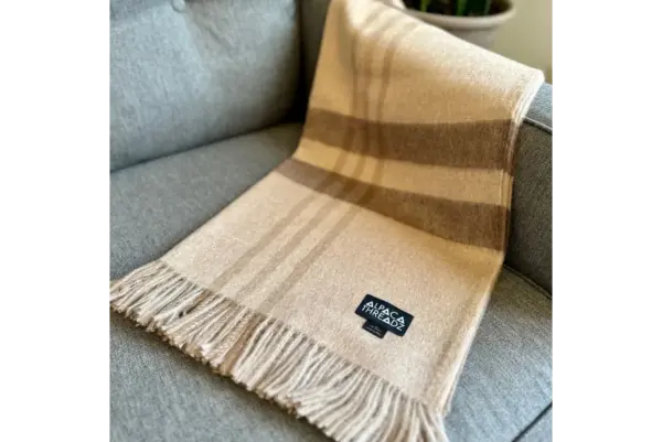 Alpaca Wool Blanket Cobalt Blue - Andean Handmade by Alpaca Threadz - Image 3