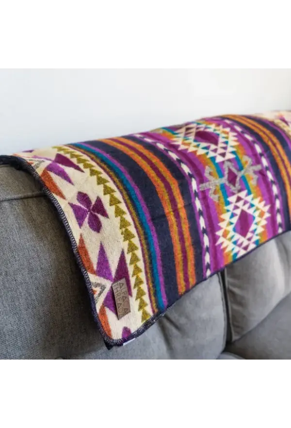 Alpaca Wool Blanket in Amethyst - Soft Andean Throw by Alpaca Threadz - Image 3