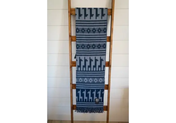 Blue Alpaca Wool Throw Blanket - Soft & Warm with Alpaca Pattern by Alpaca Threadz - Image 3