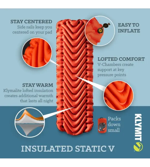 Klymit Static V Luxe Insulated Sleeping Pad for Camping - Image 3