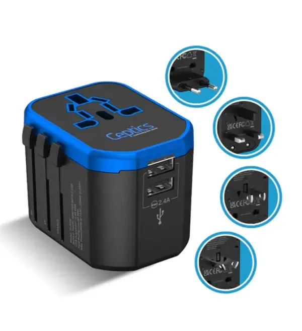 Universal Travel Adapter with 2 USB Ports Worldwide - Image 2
