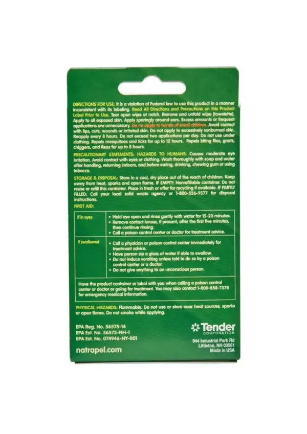 Natrapel 12-Hour Insect Repellent Wipes for Outdoor Protection