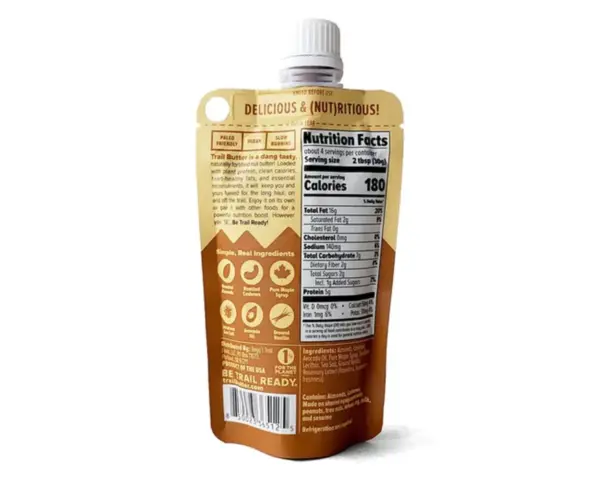 Trail Butter Maple Sea Salt Almond Cashew Energy Nut Butter 4.5 oz Pouch - Image 2