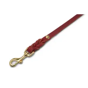Molly And Stitch Chili Red Leather Dog Leash for City Walks
