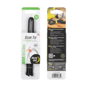 Nite Ize 12-Inch Reusable Rubber Twist Ties - 2 Pack, Flexible Gear Ties