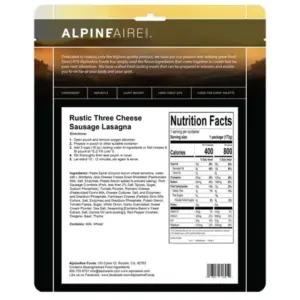 AlpineAire Three Cheese Sausage Lasagna Meal