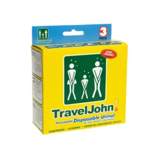 TravelJohn Disposable Urinal 3-Pack, Resealable & Leak-Proof