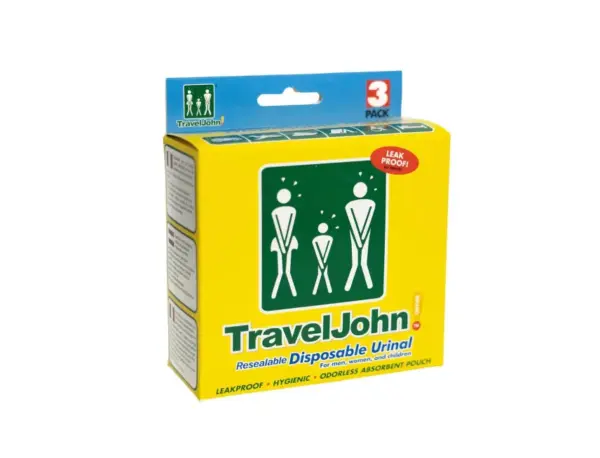 TravelJohn Disposable Urinal 3-Pack, Resealable & Leak-Proof