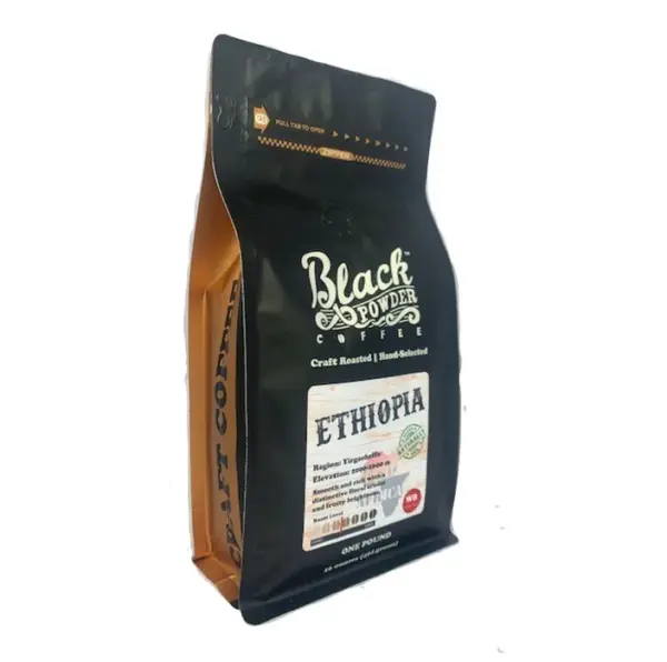 Ethiopian Limmu Natural Medium Light Roast Coffee - Black Powder