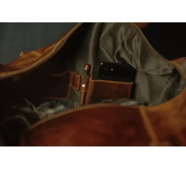 Buffalo Leather Duffle Bag - Vintage Gentlemen's Travel Carryall - Image 2
