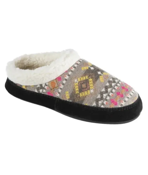 Acorn Women's Fairisle Hooded Back Plush Scuff Slippers