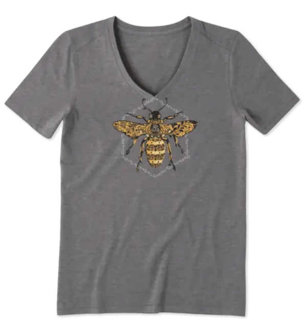 Life is Good Women's Primal Bee V-Neck Graphic Tee Short Sleeve - Image 2