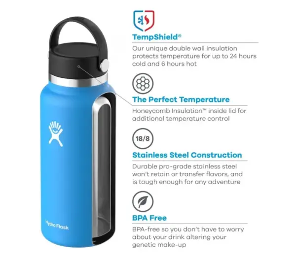 Hydro Flask 40 oz Wide Mouth Bottle w/ Flex Cap 2.0 Insulated