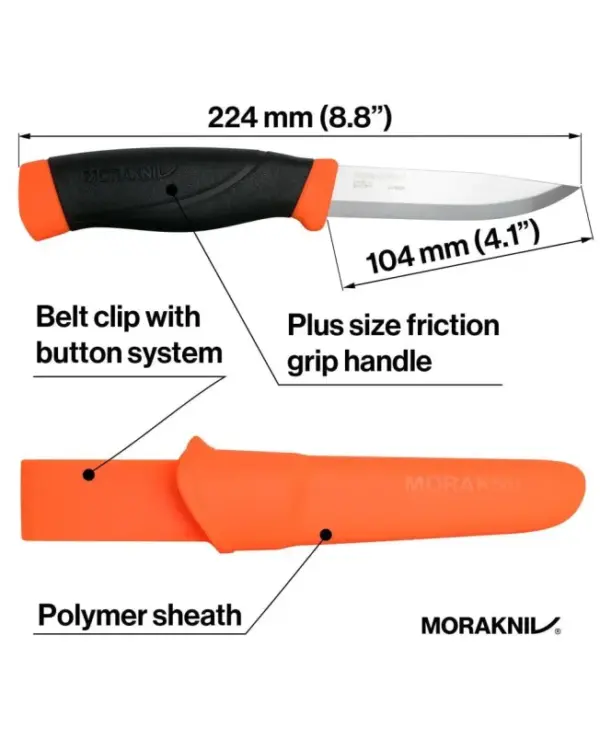 Morakniv Companion Heavy Duty Carbon Steel Knife Orange - Image 3
