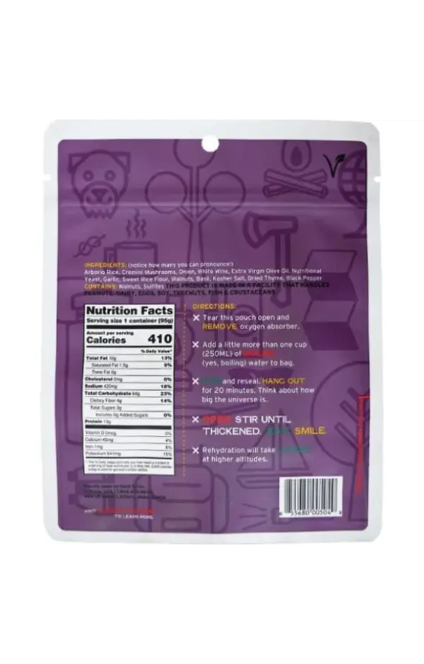 Good To-Go Dehydrated Mushroom Risotto Camping Meal - Herbed & Lightweight - Image 2