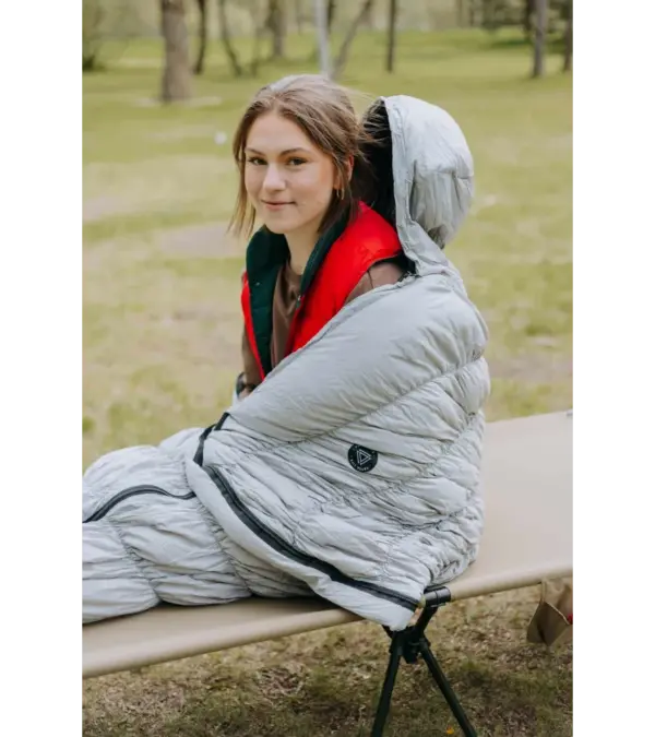 YATTA Goose Down Sleeping Bag - Grey, Lightweight & Warm - Image 3