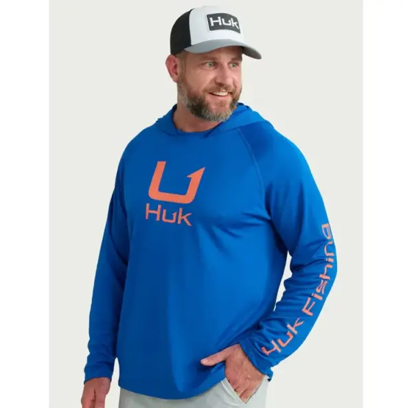HUK Men's Long Sleeve Hoodie with Icon Logo - Image 3
