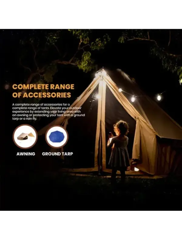 10ft Spacious White Duck Canvas Bell Tent - Regatta - Image 4