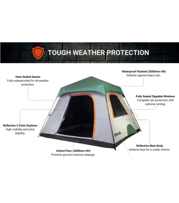 Crua Outdoors Noir 6 Person Blackout Cabin Tent - Image 3